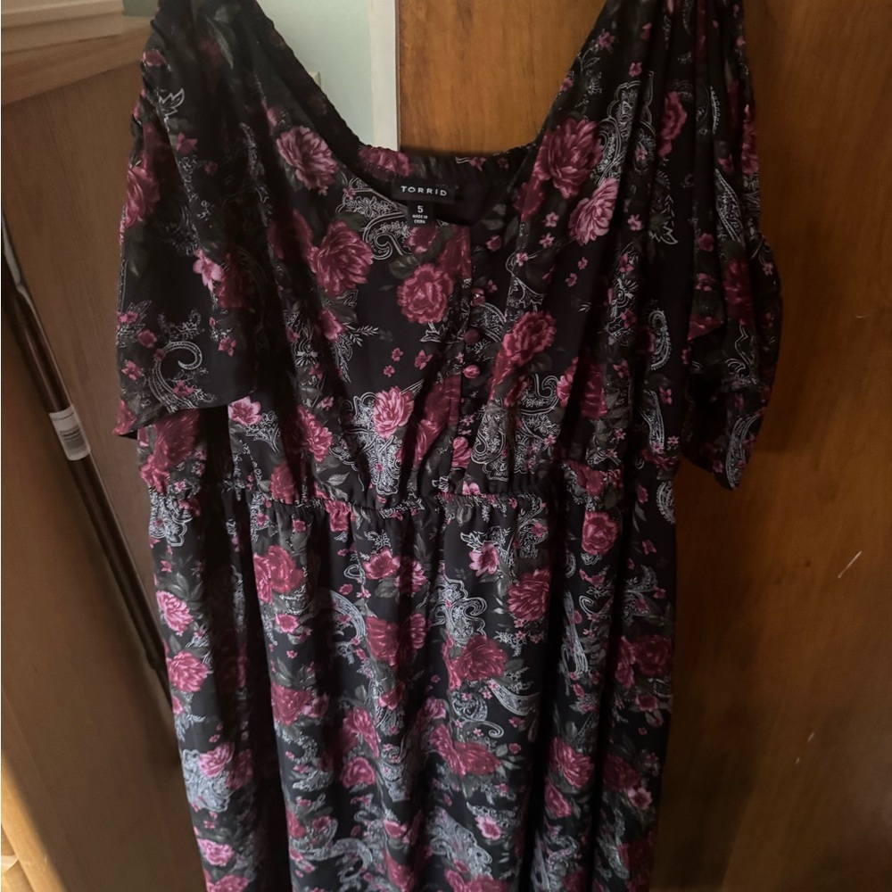 Torrid Black and Pink Floral Dress
